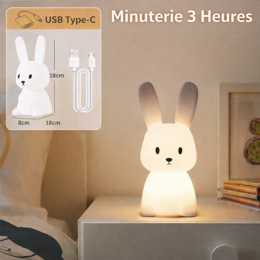 Veilleuse tactile Lapin LED – Lumière douce pour enfants